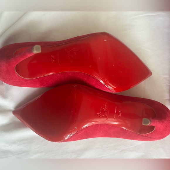 *Authentic* Christian Louboutin Kate 100 Veau Velours in color Bomba - Picture 7 of 12